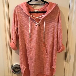 Hooded top with drawstring detail